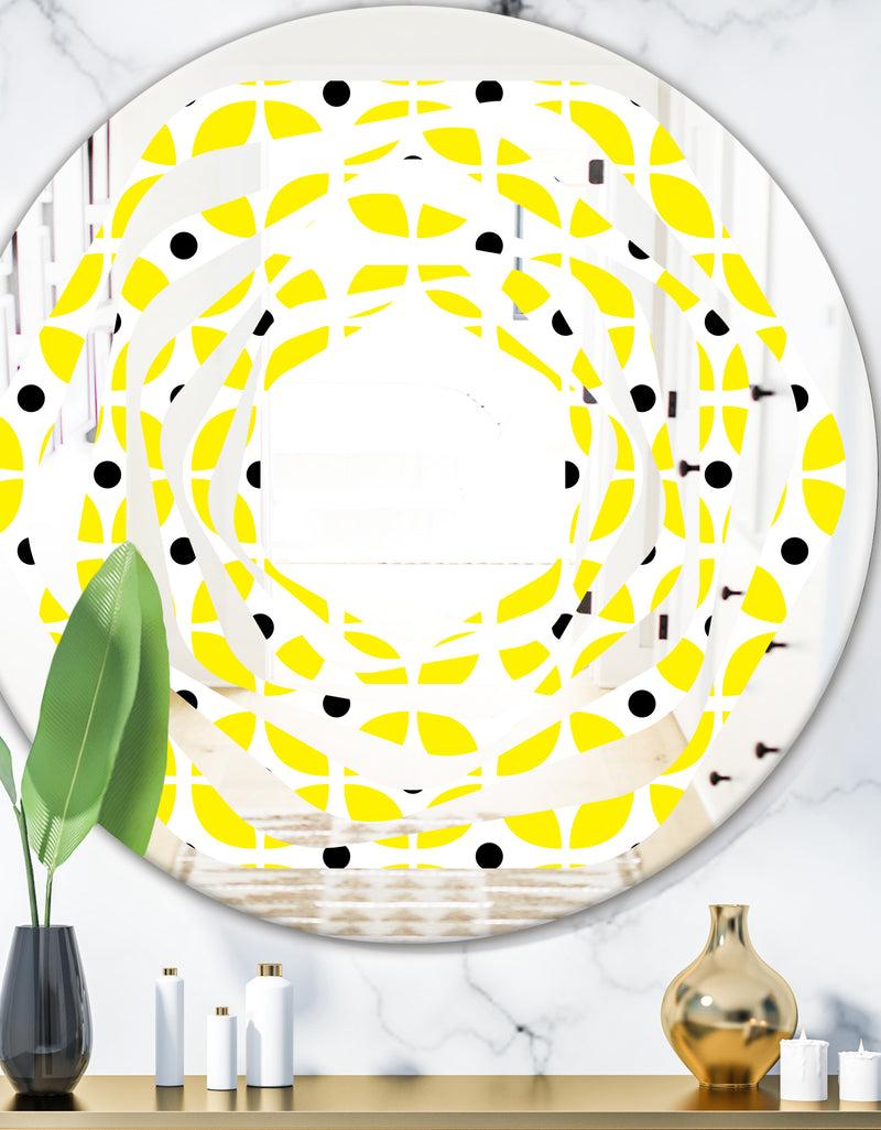 DesignQ Retro Geometric Design I - Modern Round or Oval Wall Mirror - Whirl