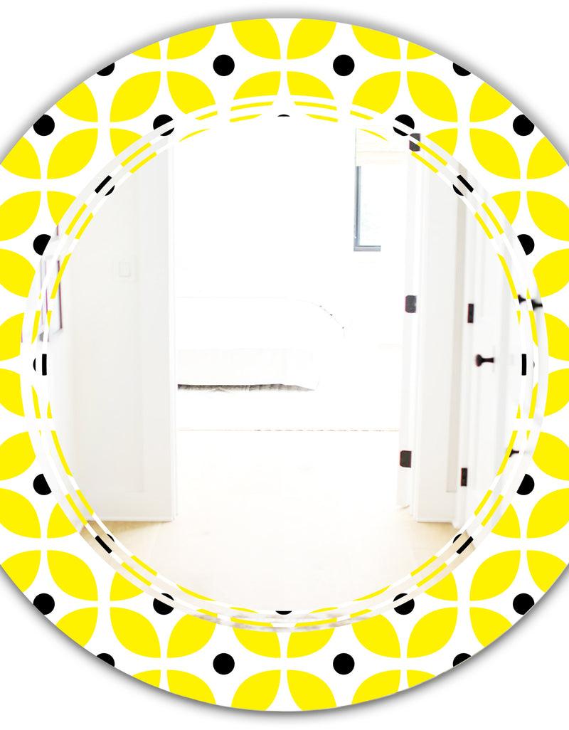 DesignQ Retro Geometric Design I - Modern Round Or Oval Wall Mirror - Triple C