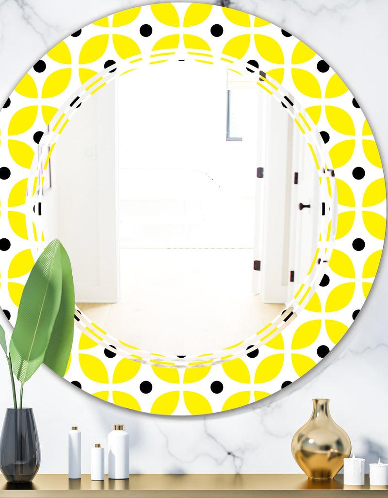 DesignQ Retro Geometric Design I - Modern Round or Oval Wall Mirror - Triple C