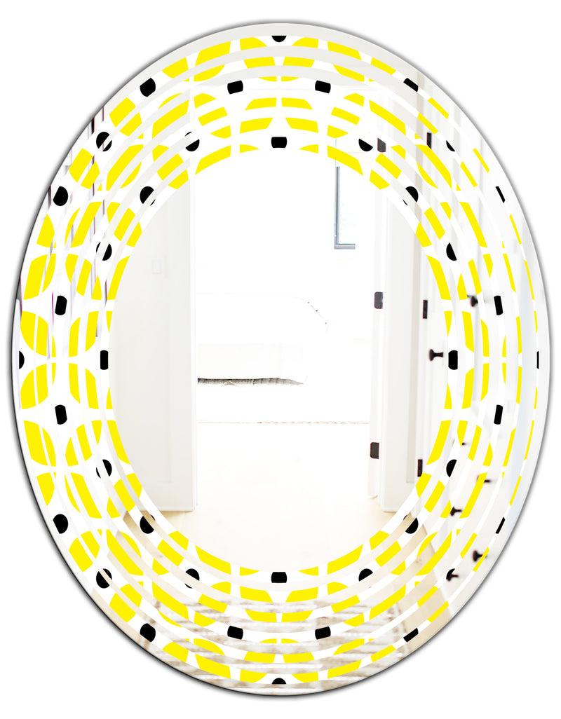 DesignQ Retro Geometric Design I - Modern Round Or Oval Wall Mirror - Wave