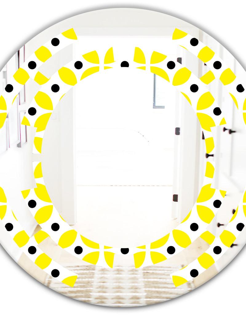 DesignQ Retro Geometric Design I - Modern Round Or Oval Wall Mirror - Space
