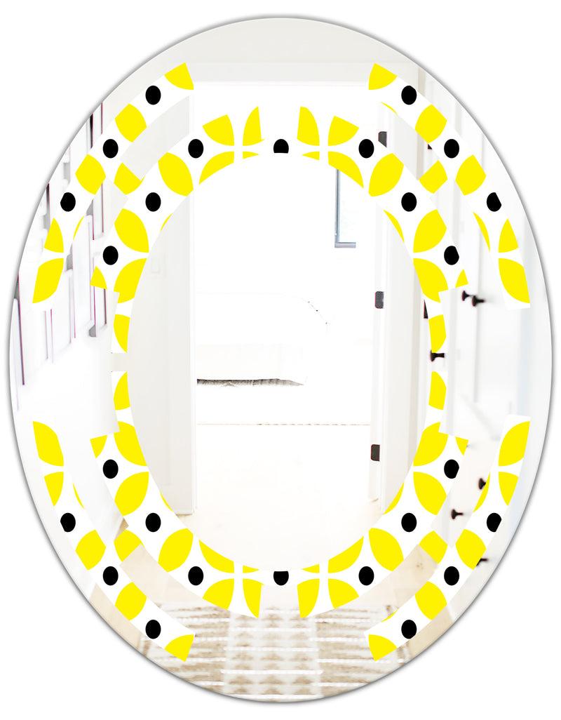 DesignQ Retro Geometric Design I - Modern Round Or Oval Wall Mirror - Space