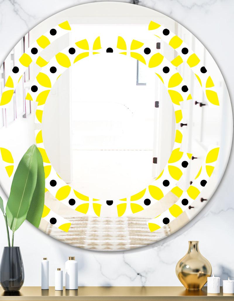 DesignQ Retro Geometric Design I - Modern Round or Oval Wall Mirror - Space