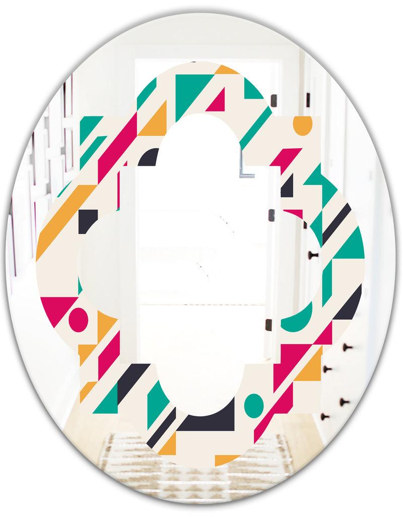DesignQ Retro Geometric Design III - Modern Round Or Oval Wall Mirror - Quatrefoil