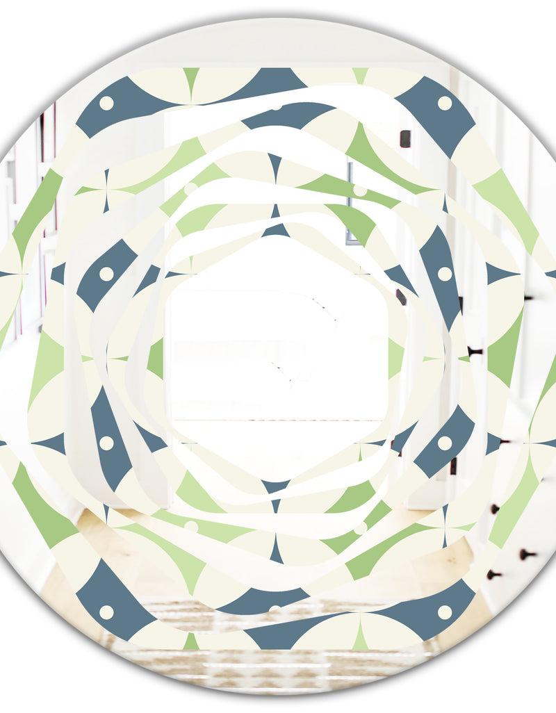DesignQ Retro Geometric Design V - Modern Round Or Oval Wall Mirror - Whirl