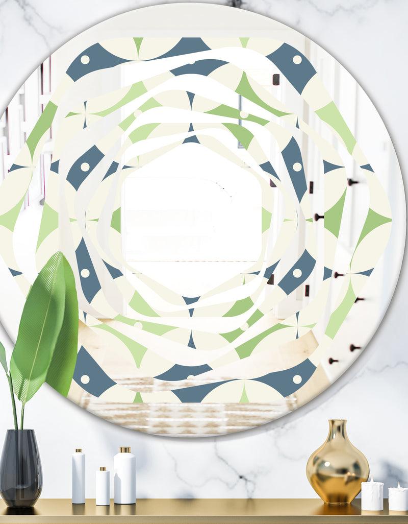 DesignQ Retro Geometric Design V - Modern Round or Oval Wall Mirror - Whirl