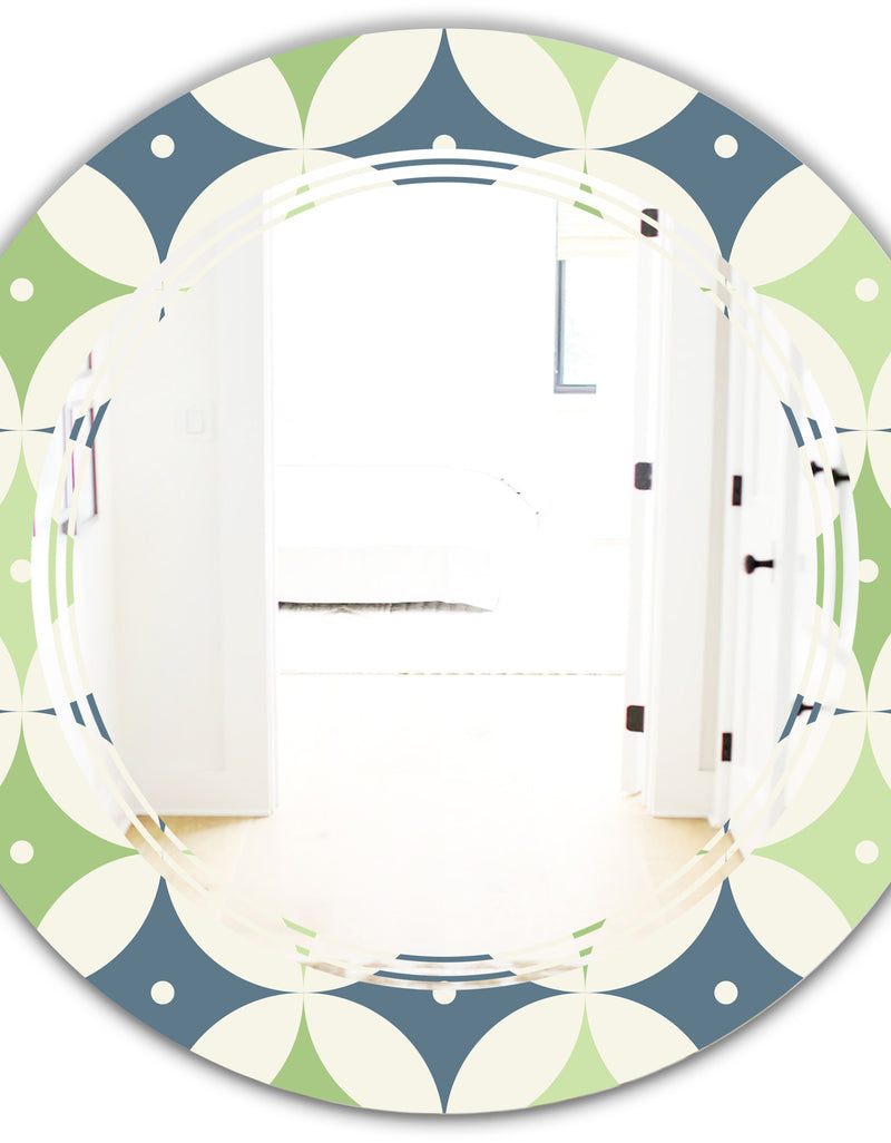 DesignQ Retro Geometric Design V - Modern Round Or Oval Wall Mirror - Triple C