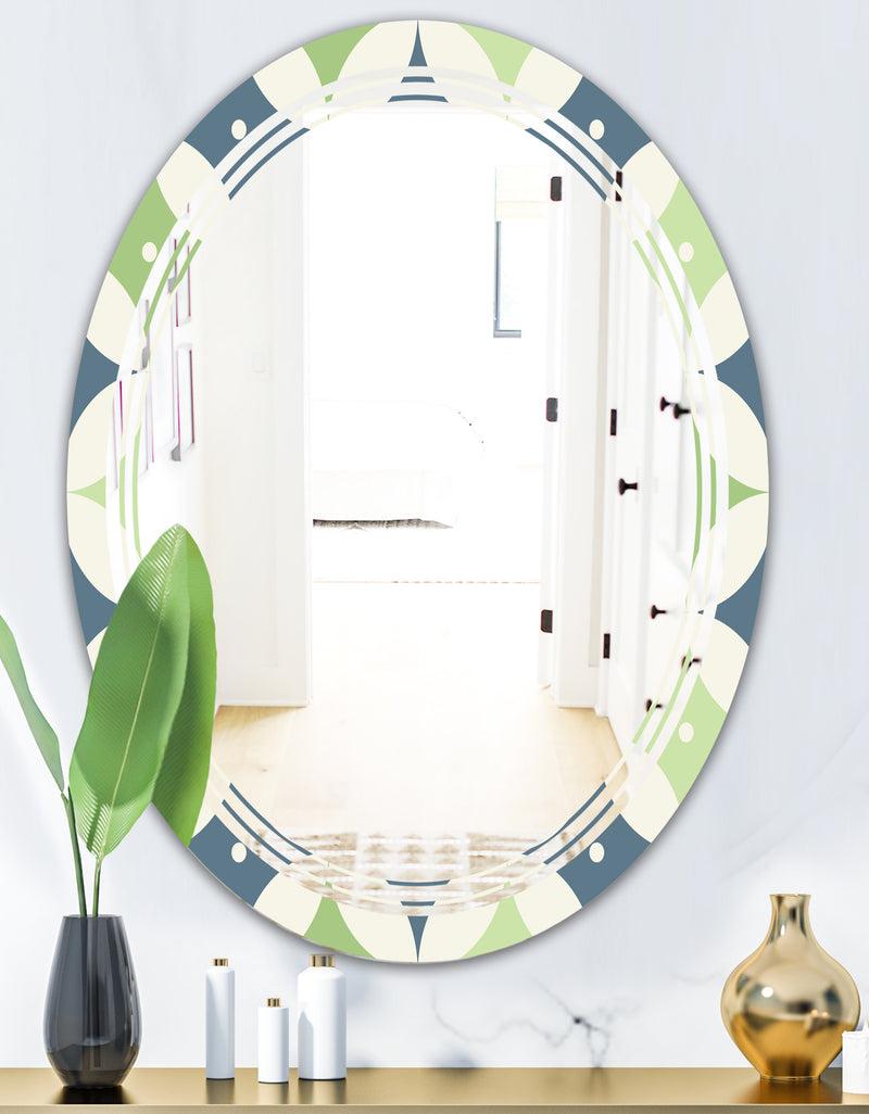 DesignQ Retro Geometric Design V - Modern Round Or Oval Wall Mirror - Triple C