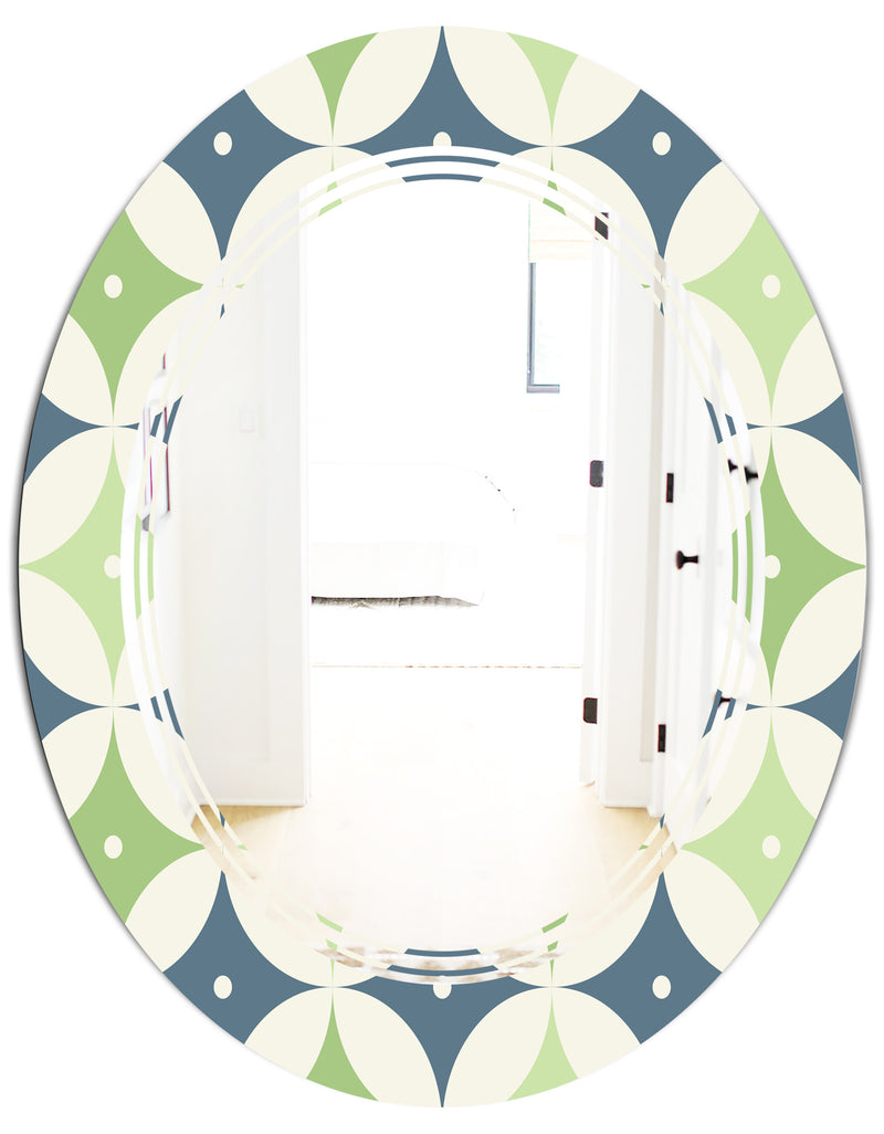 DesignQ Retro Geometric Design V - Modern Round Or Oval Wall Mirror - Triple C