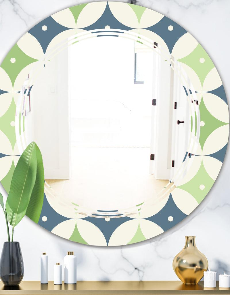 DesignQ Retro Geometric Design V - Modern Round or Oval Wall Mirror - Triple C