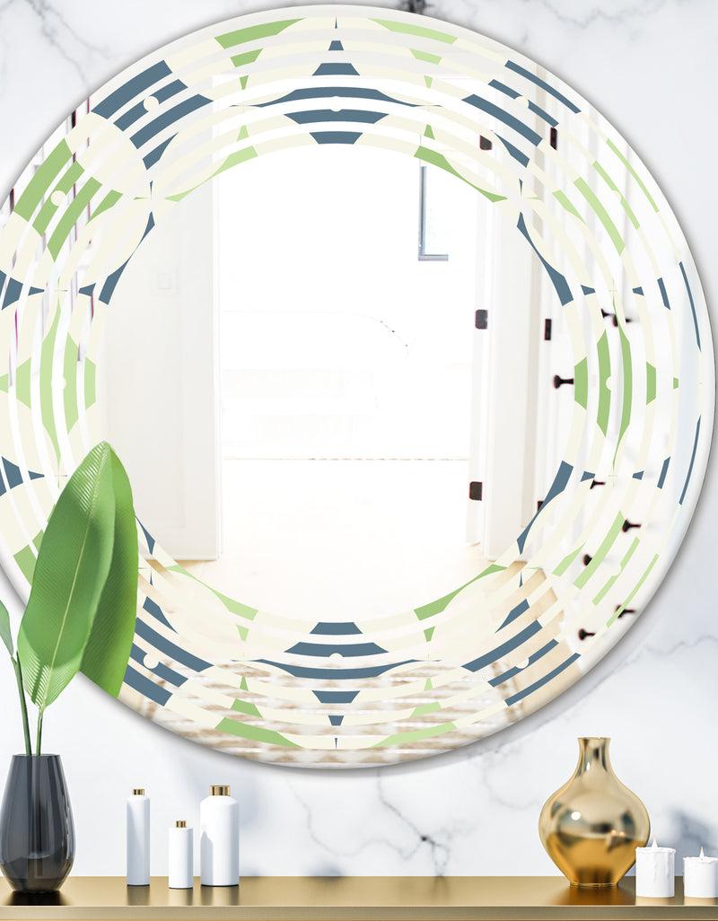 DesignQ Retro Geometric Design V - Modern Round or Oval Wall Mirror - Wave