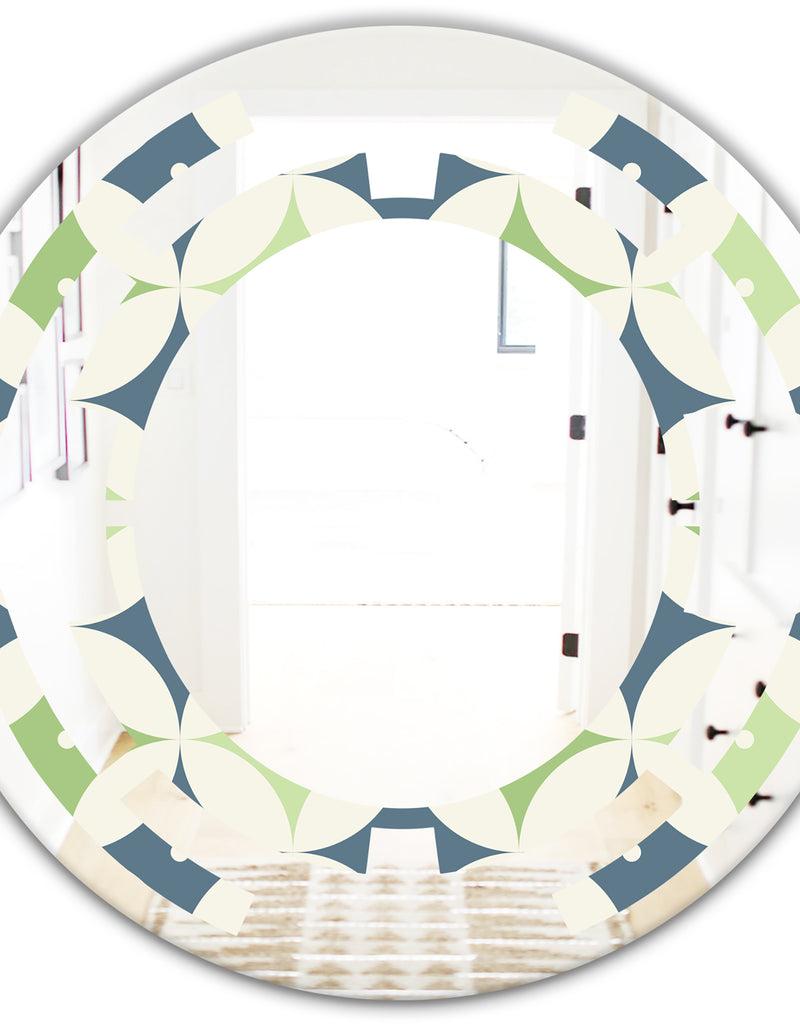 DesignQ Retro Geometric Design V - Modern Round Or Oval Wall Mirror - Space