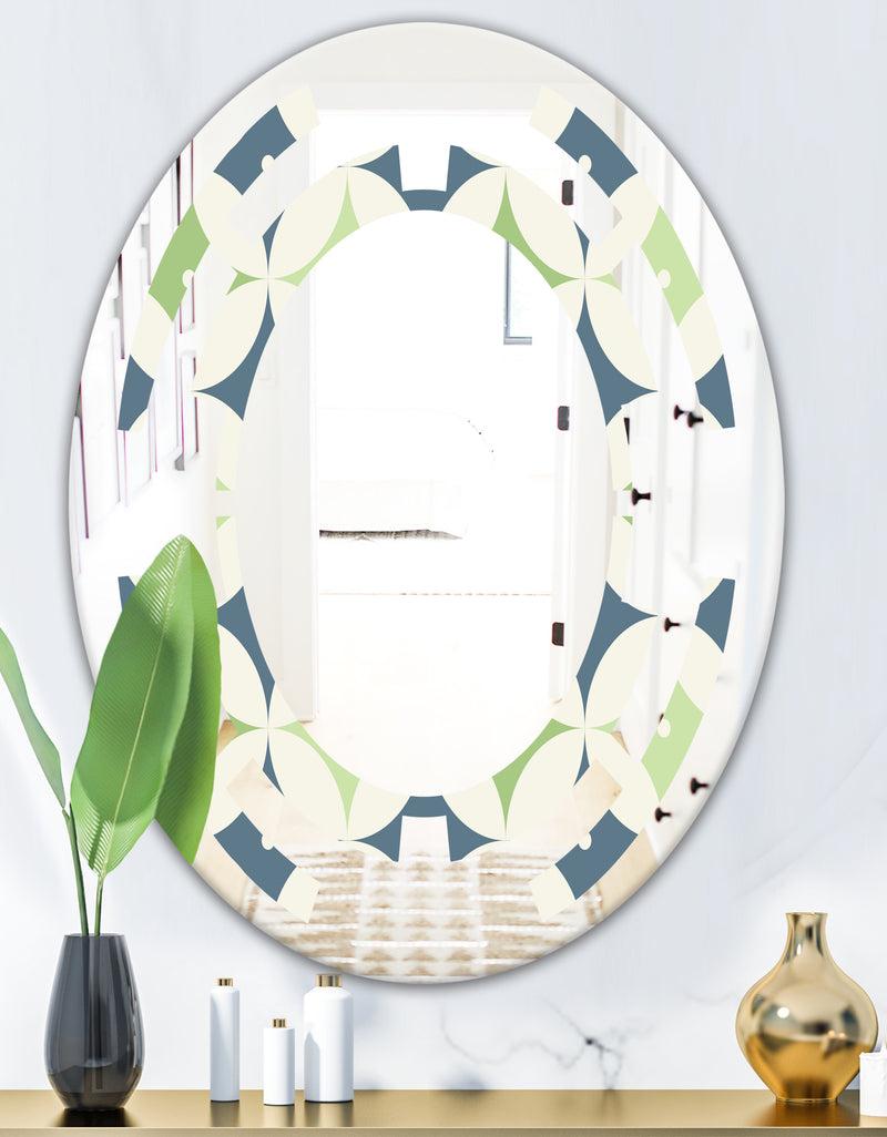 DesignQ Retro Geometric Design V - Modern Round Or Oval Wall Mirror - Space