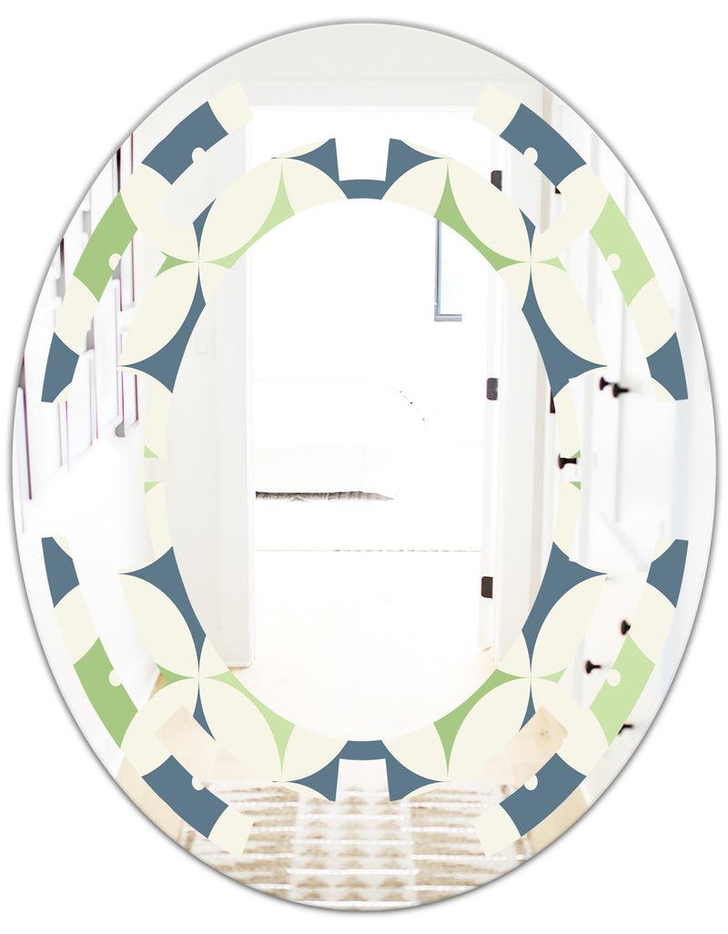 DesignQ Retro Geometric Design V - Modern Round Or Oval Wall Mirror - Space