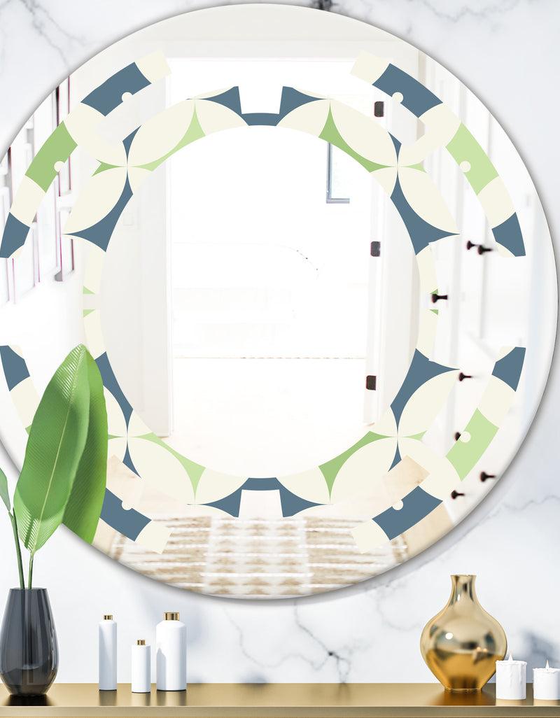 DesignQ Retro Geometric Design V - Modern Round or Oval Wall Mirror - Space