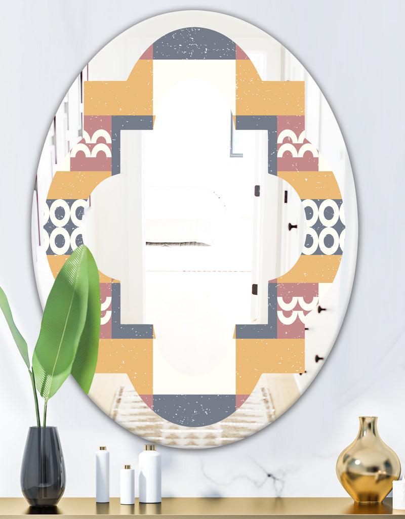 DesignQ Retro Geometric Design VI - Modern Round Or Oval Wall Mirror - Quatrefoil