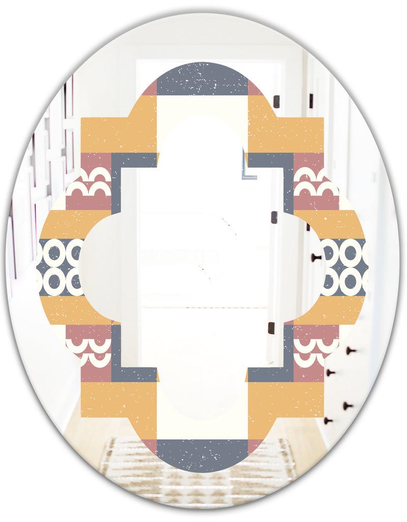 DesignQ Retro Geometric Design VI - Modern Round Or Oval Wall Mirror - Quatrefoil