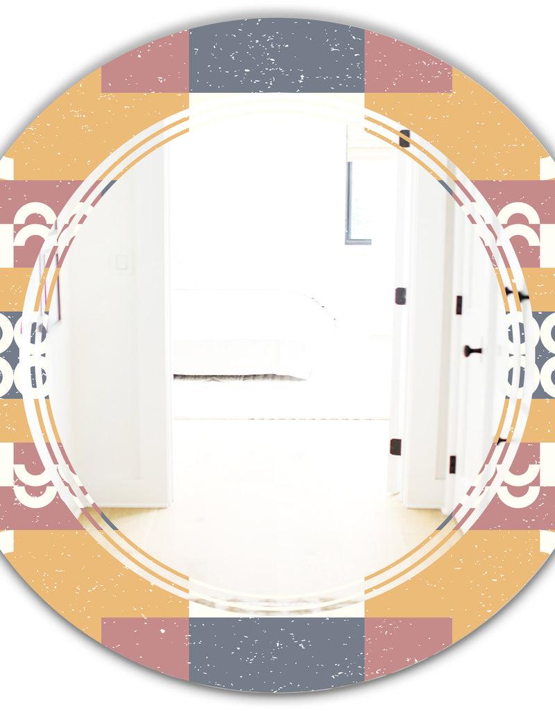 DesignQ Retro Geometric Design VI - Modern Round Or Oval Wall Mirror - Triple C