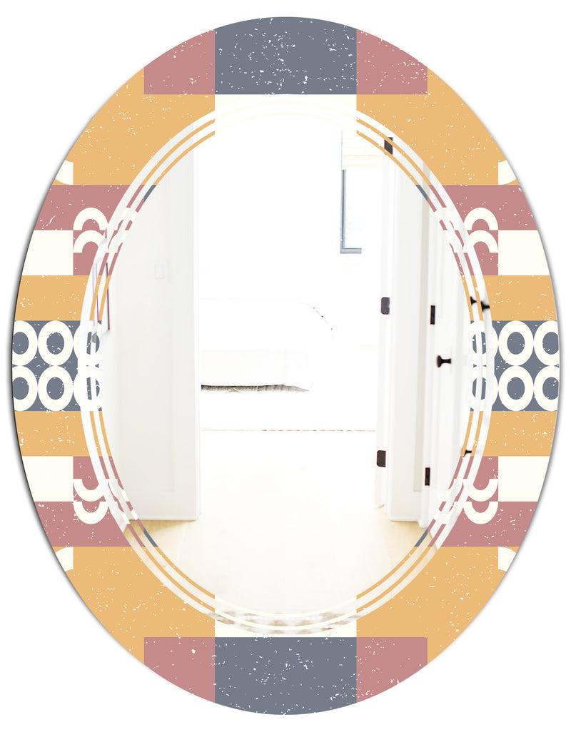 DesignQ Retro Geometric Design VI - Modern Round Or Oval Wall Mirror - Triple C