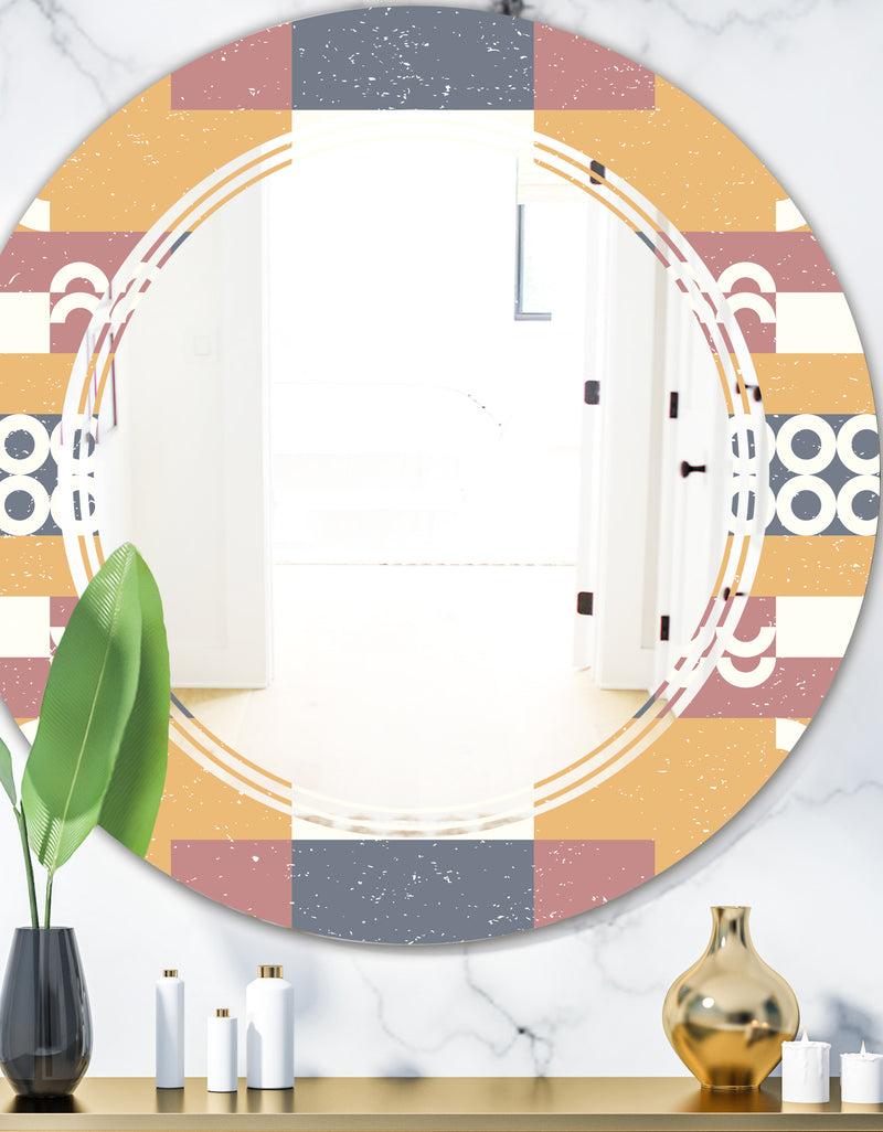 DesignQ Retro Geometric Design VI - Modern Round or Oval Wall Mirror - Triple C