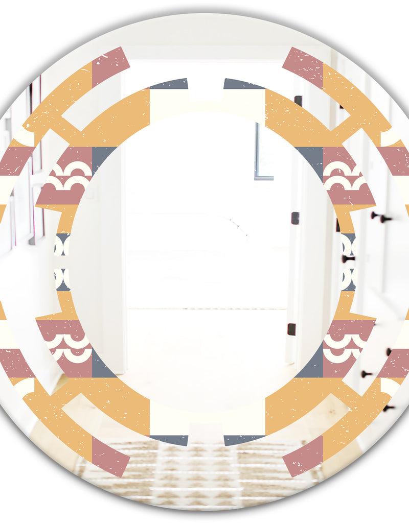 DesignQ Retro Geometric Design VI - Modern Round Or Oval Wall Mirror - Space