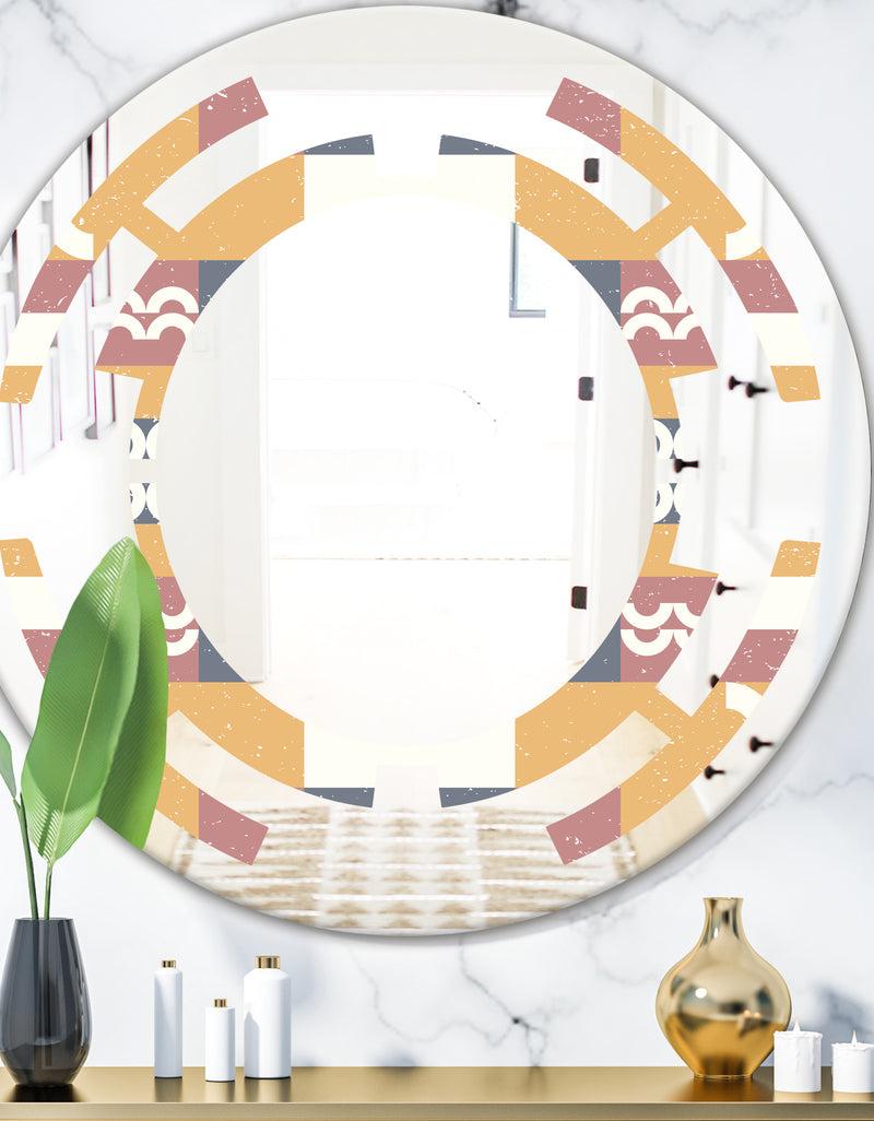 DesignQ Retro Geometric Design VI - Modern Round or Oval Wall Mirror - Space