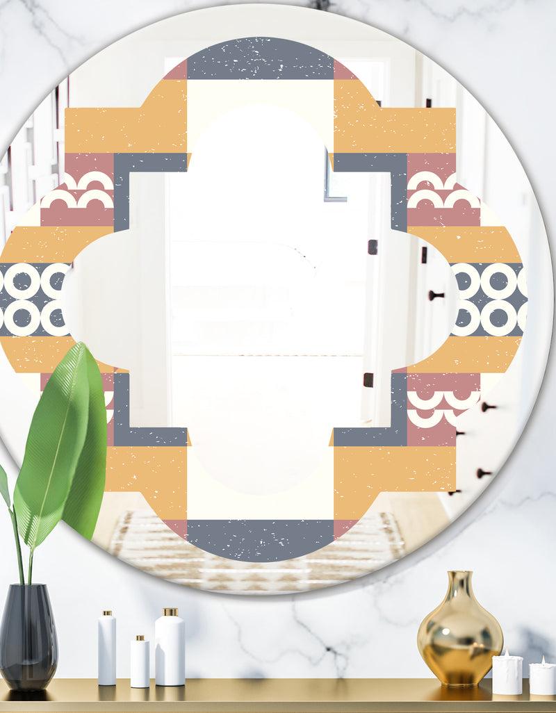DesignQ Retro Geometric Design VI - Modern Round or Oval Wall Mirror - Quatrefoil