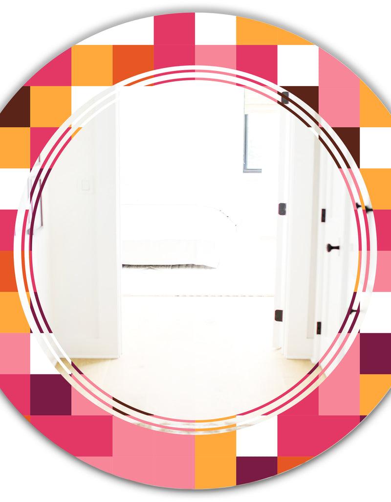 DesignQ Retro Geometric Design VII - Modern Round Or Oval Wall Mirror - Triple C