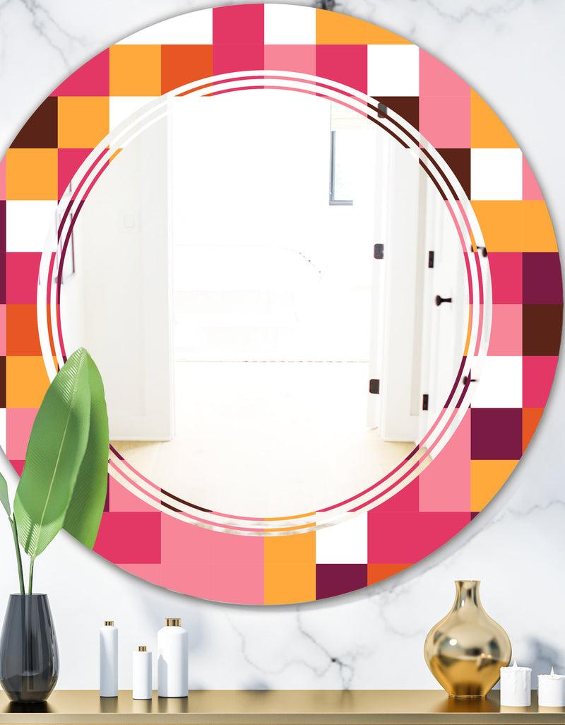 DesignQ Retro Geometric Design VII - Modern Round or Oval Wall Mirror - Triple C