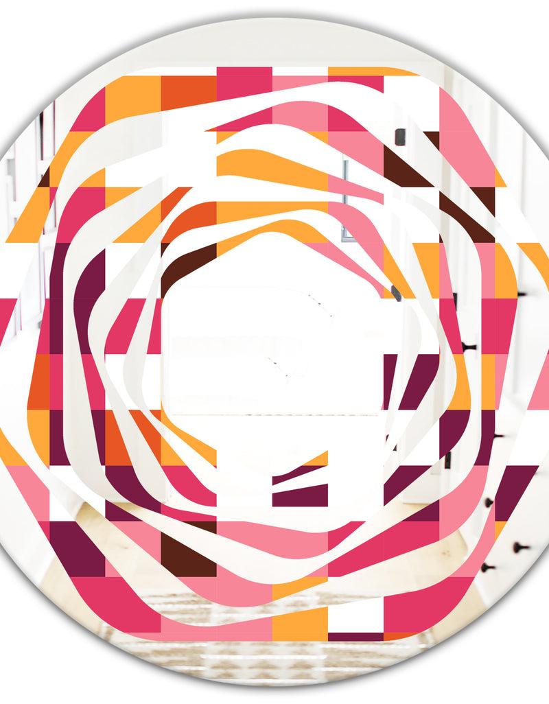 DesignQ Retro Geometric Design VII - Modern Round Or Oval Wall Mirror - Whirl