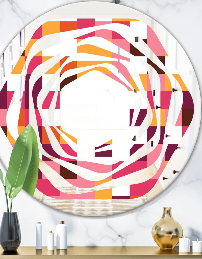 DesignQ Retro Geometric Design VII - Modern Round or Oval Wall Mirror - Whirl