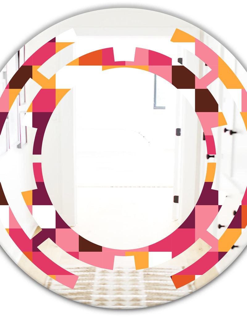 DesignQ Retro Geometric Design VII - Modern Round Or Oval Wall Mirror - Space