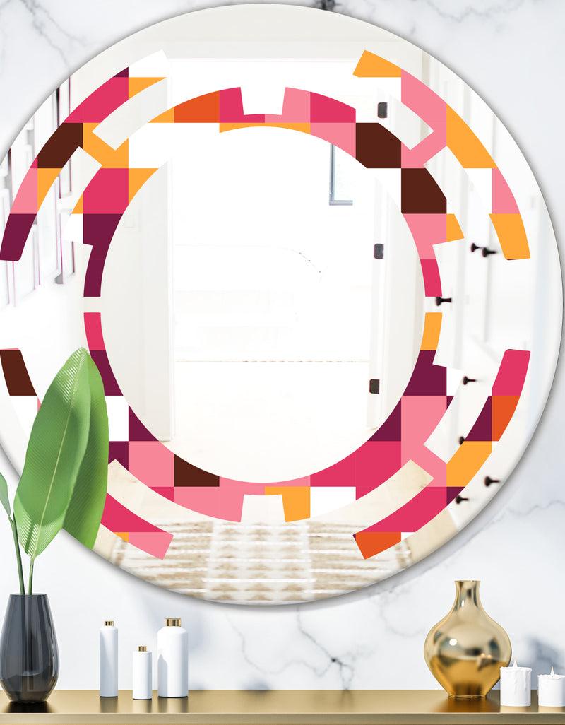 DesignQ Retro Geometric Design VII - Modern Round or Oval Wall Mirror - Space