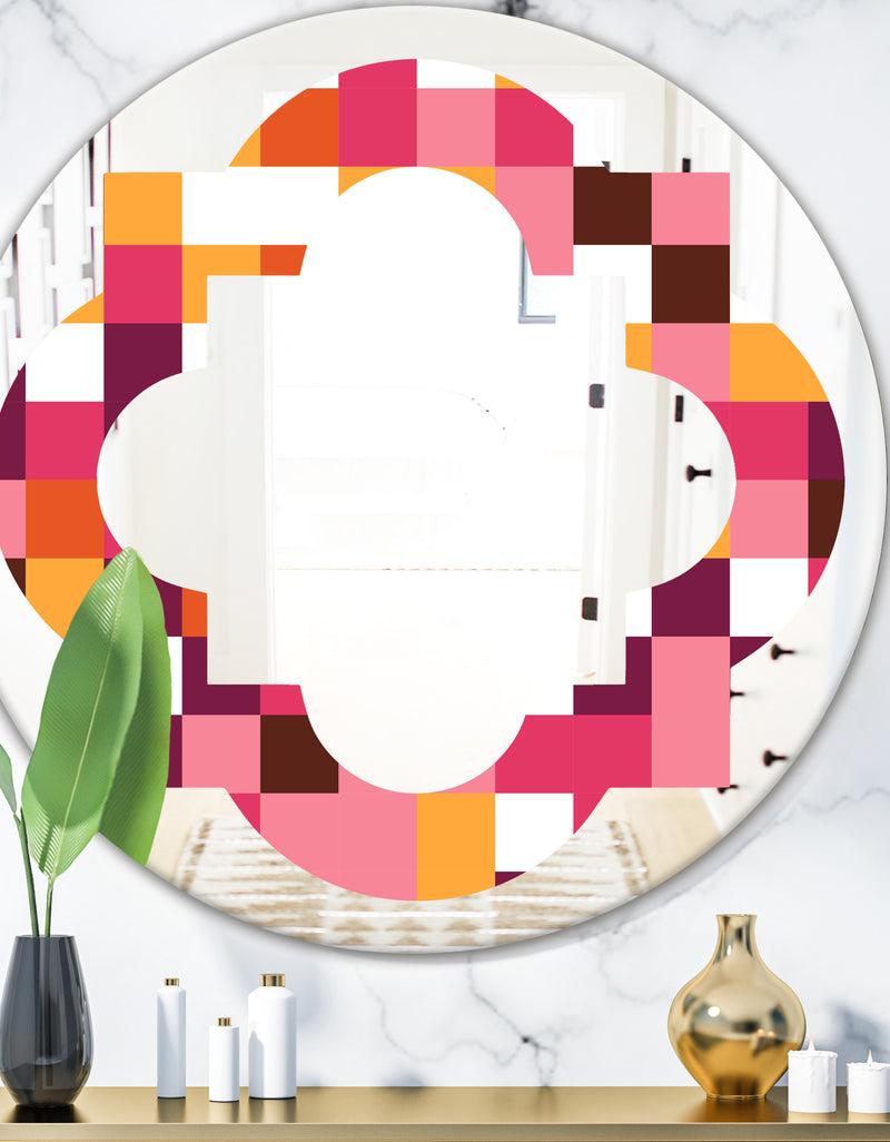 DesignQ Retro Geometric Design VII - Modern Round or Oval Wall Mirror - Quatrefoil