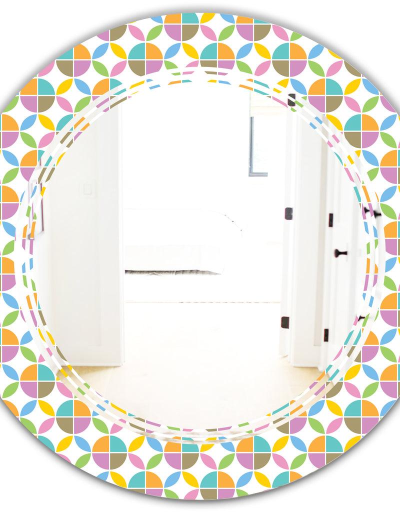 DesignQ Retro Geometric Design VIII - Modern Round Or Oval Wall Mirror - Triple C