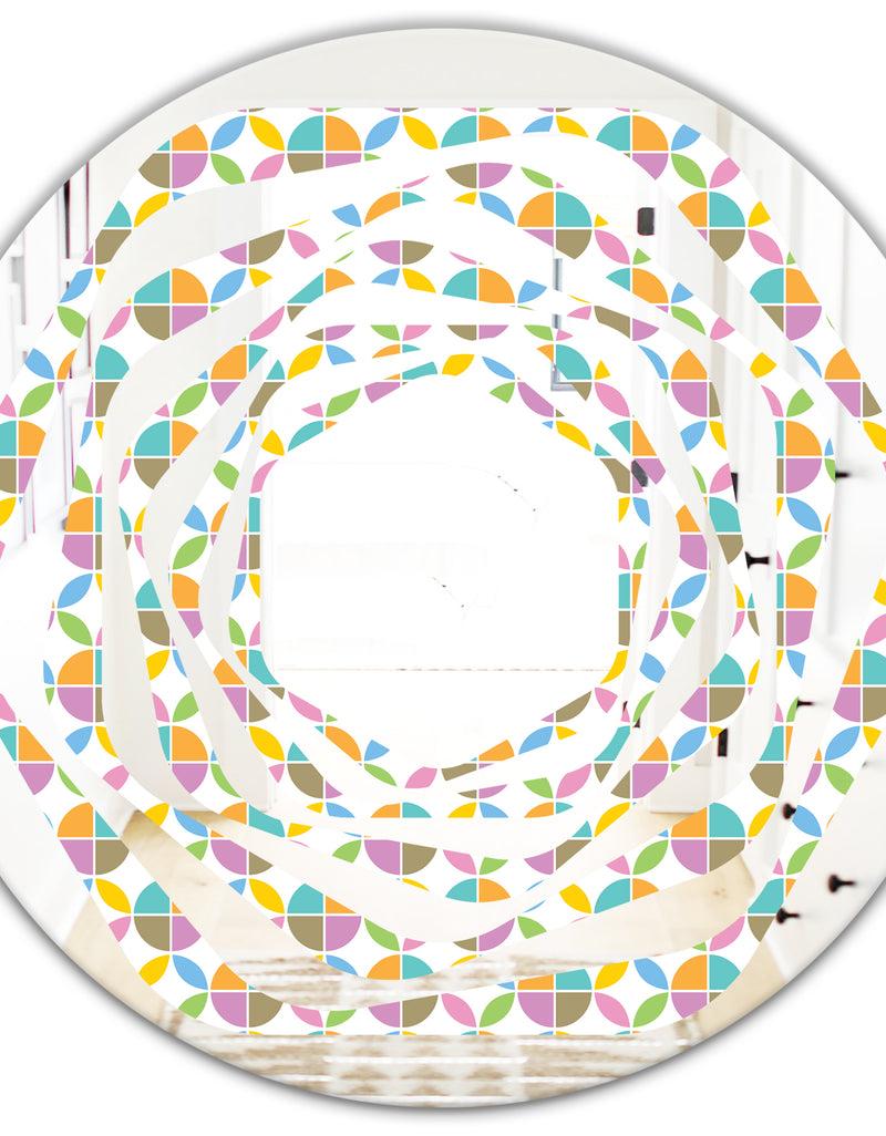 DesignQ Retro Geometric Design VIII - Modern Round Or Oval Wall Mirror - Whirl