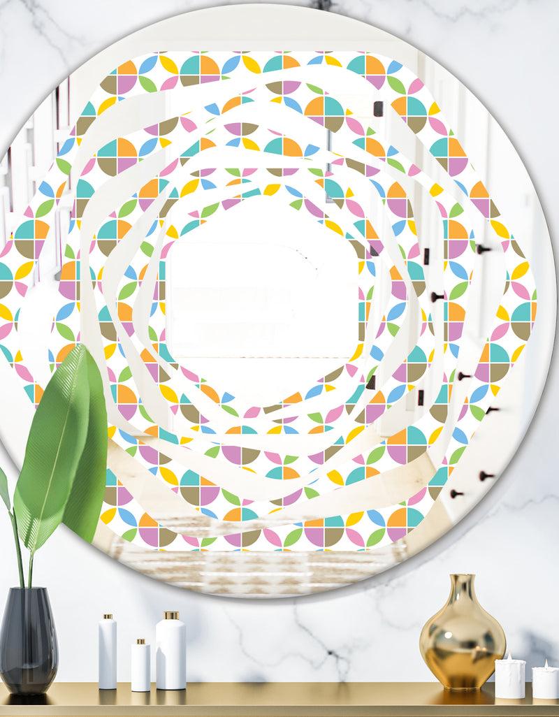 DesignQ Retro Geometric Design VIII - Modern Round or Oval Wall Mirror - Whirl
