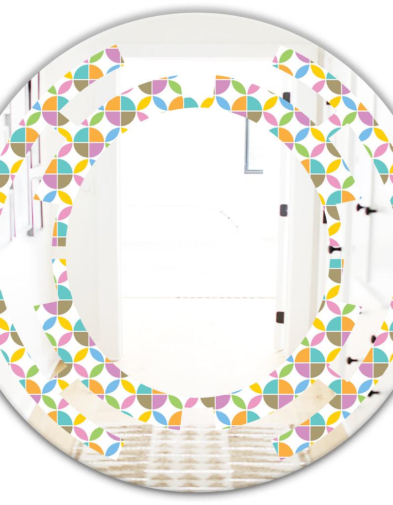 DesignQ Retro Geometric Design VIII - Modern Round Or Oval Wall Mirror - Space