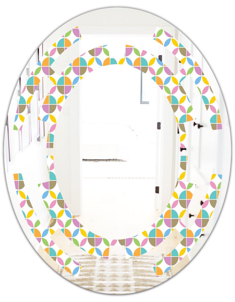 DesignQ Retro Geometric Design VIII - Modern Round Or Oval Wall Mirror - Space