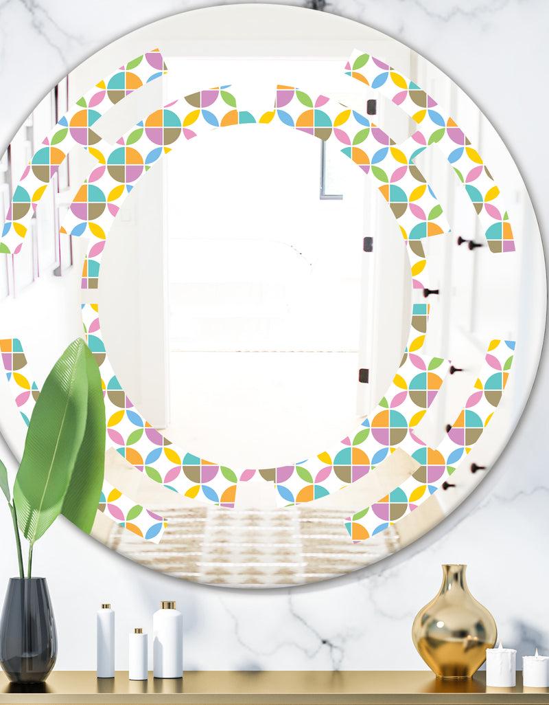 DesignQ Retro Geometric Design VIII - Modern Round or Oval Wall Mirror - Space