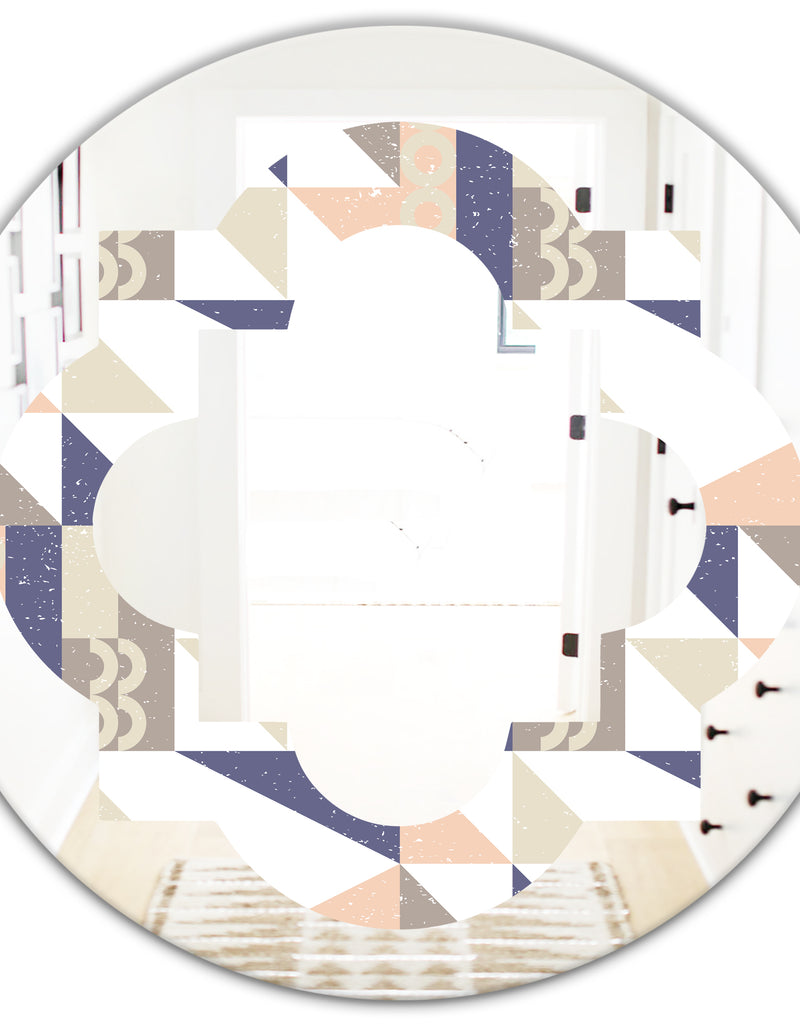 DesignQ Retro Geometric Design X - Modern Round Or Oval Wall Mirror - Quatrefoil