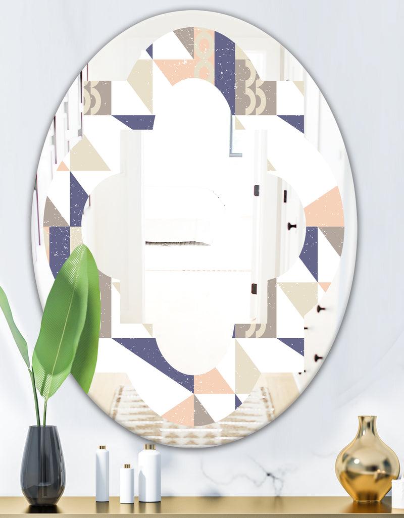 DesignQ Retro Geometric Design X - Modern Round Or Oval Wall Mirror - Quatrefoil