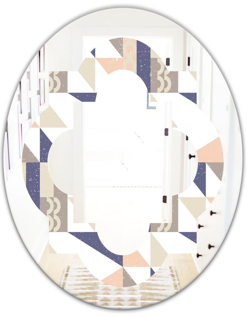 DesignQ Retro Geometric Design X - Modern Round Or Oval Wall Mirror - Quatrefoil
