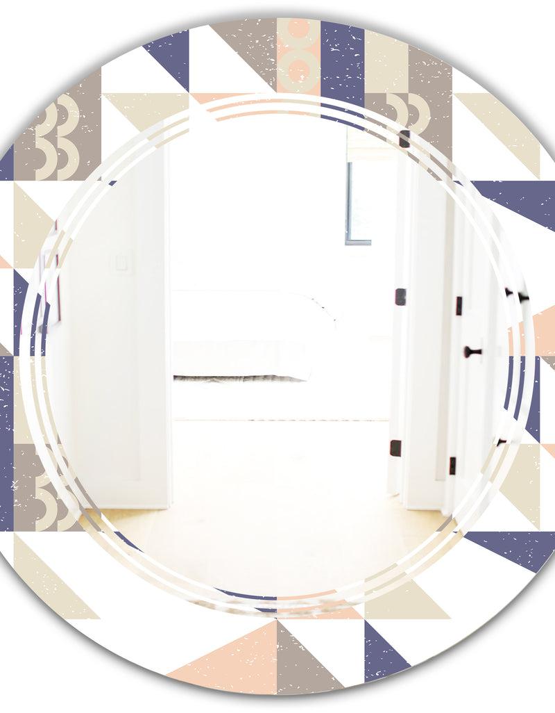 DesignQ Retro Geometric Design X - Modern Round Or Oval Wall Mirror - Triple C