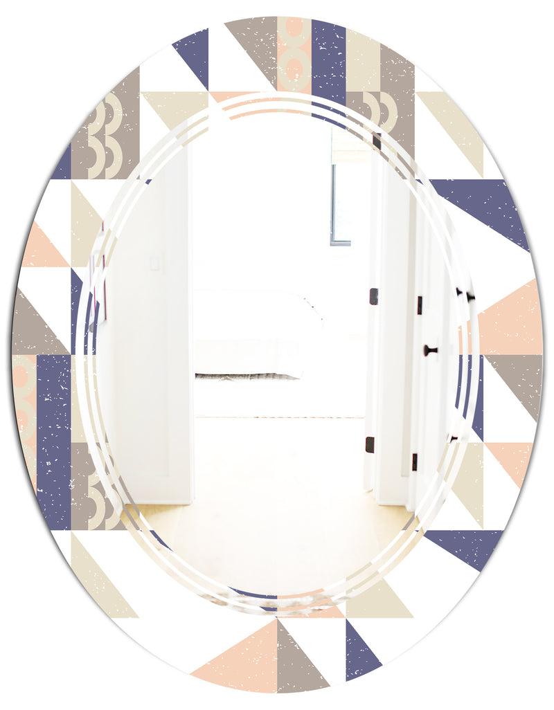 DesignQ Retro Geometric Design X - Modern Round Or Oval Wall Mirror - Triple C