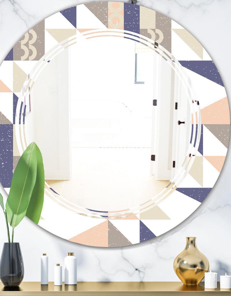 DesignQ Retro Geometric Design X - Modern Round or Oval Wall Mirror - Triple C
