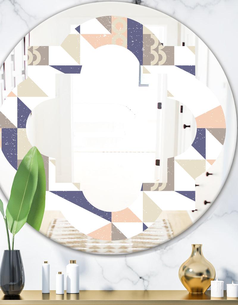 DesignQ Retro Geometric Design X - Modern Round or Oval Wall Mirror - Quatrefoil