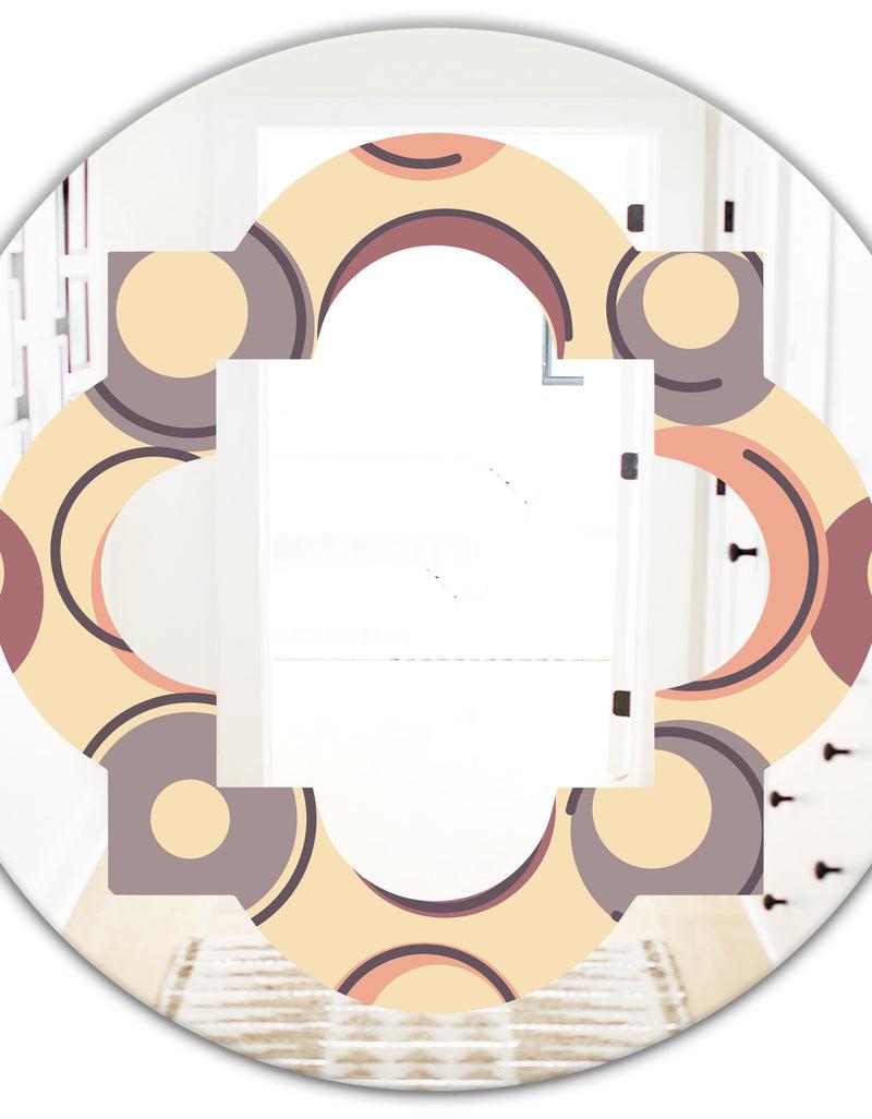 DesignQ Retro Geometric Pattern - Modern Round Or Oval Wall Mirror - Quatrefoil