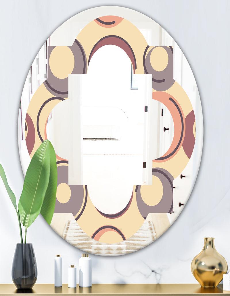 DesignQ Retro Geometric Pattern - Modern Round Or Oval Wall Mirror - Quatrefoil