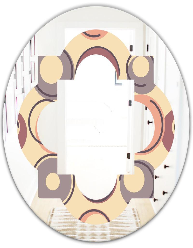 DesignQ Retro Geometric Pattern - Modern Round Or Oval Wall Mirror - Quatrefoil
